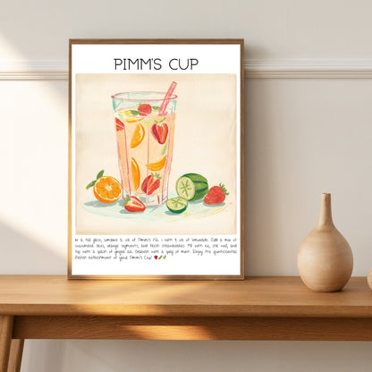 Cocktail Art Print Design Poster Pimm's Cup Bar Decor