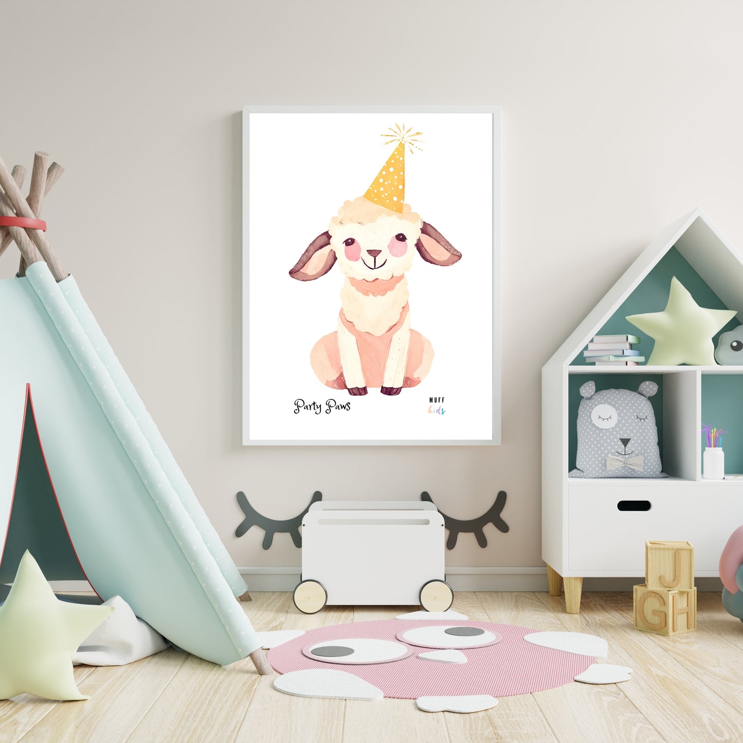 Party Paws No.1 Art Print Tasarım Çocuk Odası Posteri