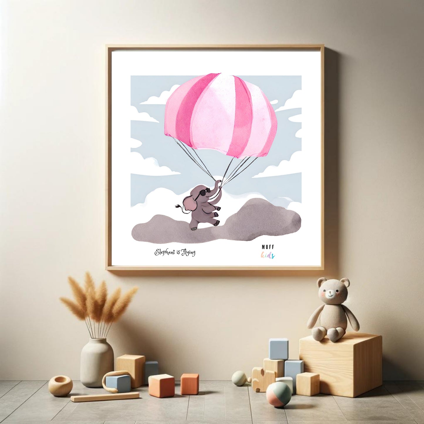 Kids Art Print Flying Elephant No.5 Poster For Kids