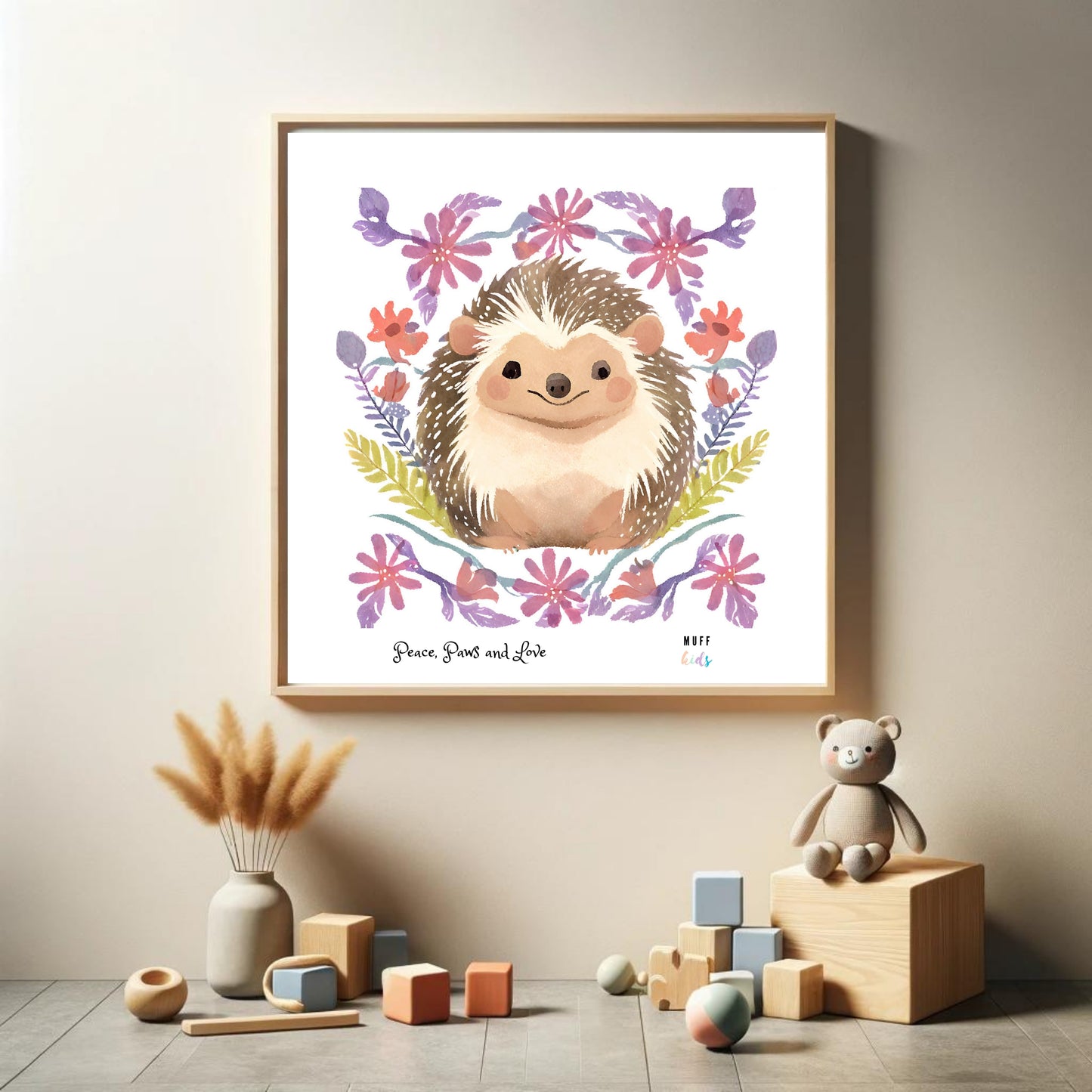 Peace, Paws and Love Porky No:2 Art Print Tasarım Çocuk Odası Posteri