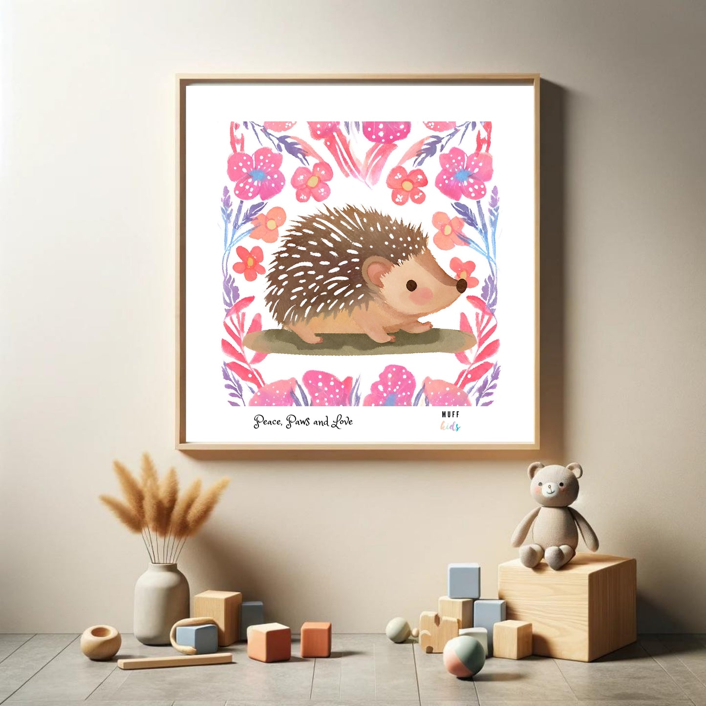 Peace, Paws and Love Porky No:3 Art Print Poster For Kids