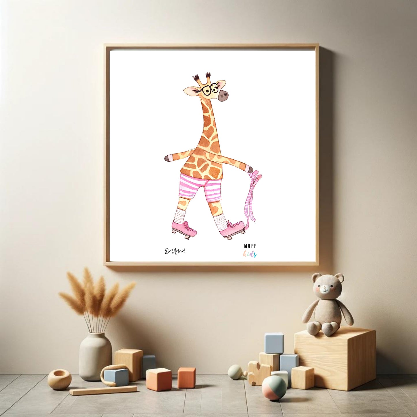 Be Active Animals No.17 Art Print Tasarım Çocuk Odası Posteri