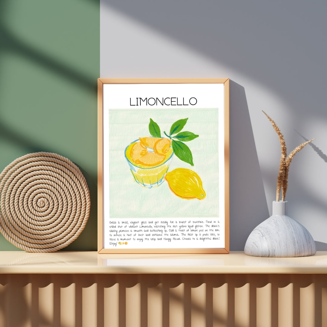 Art Print Tasarım Kokteyl Poster Limoncello Bar Dekor