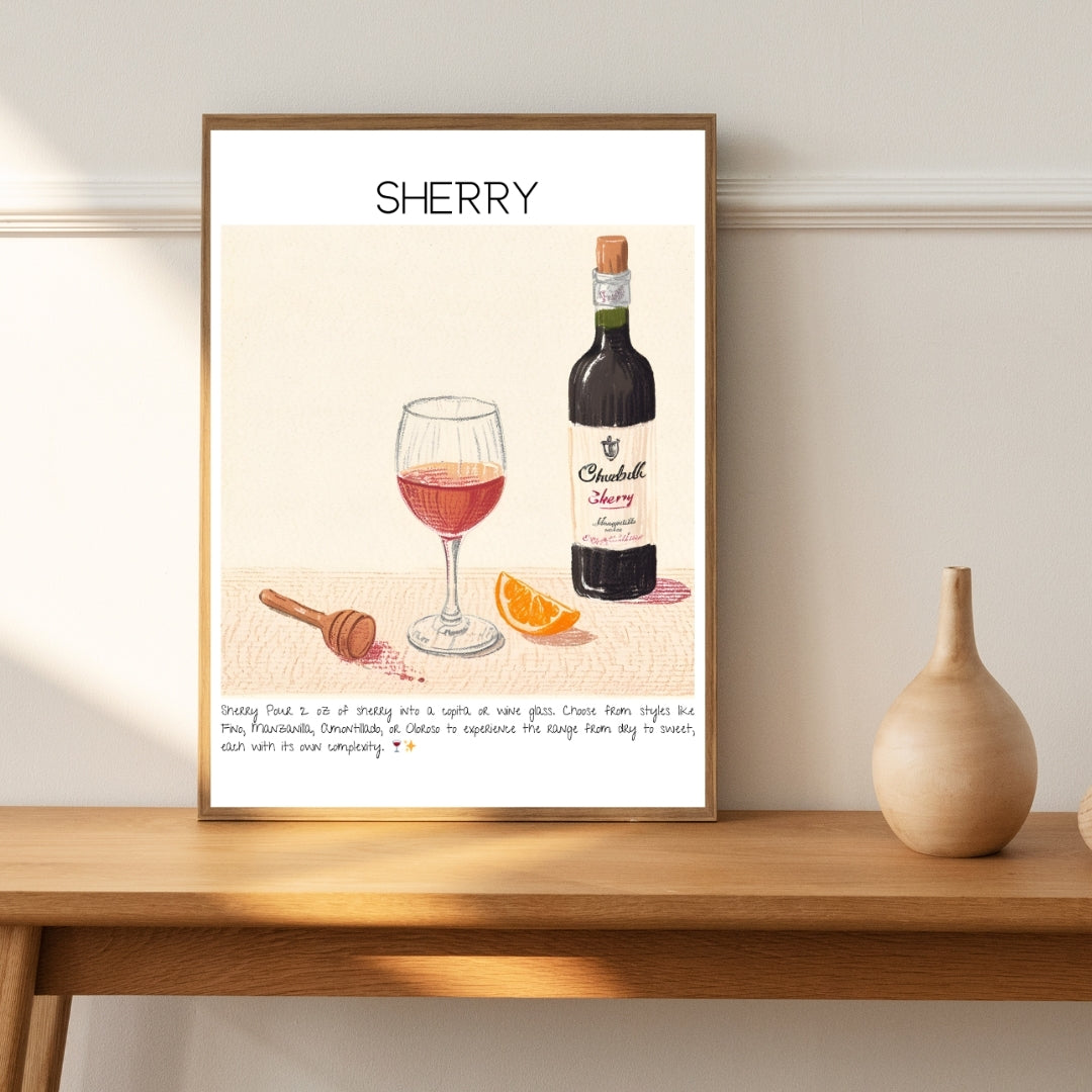 Cocktail Art Print Design Poster Sherry Bar Decor