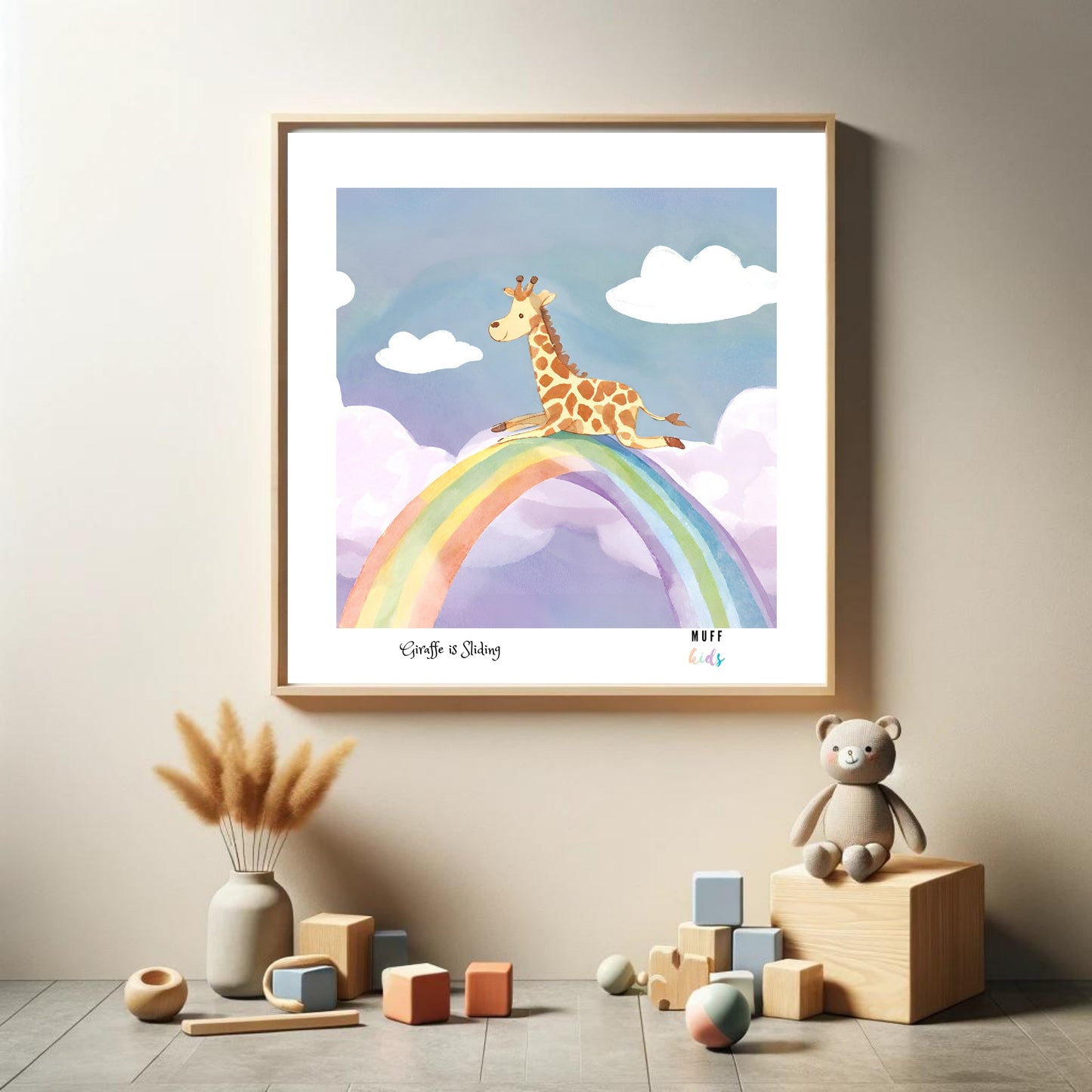 Kids Art Print Design Giraffe Sliding Poster For Kids