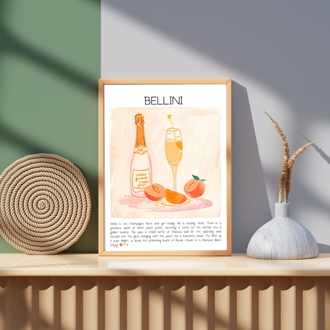 Cocktail Art Print Design Poster Bellini Bar Decor