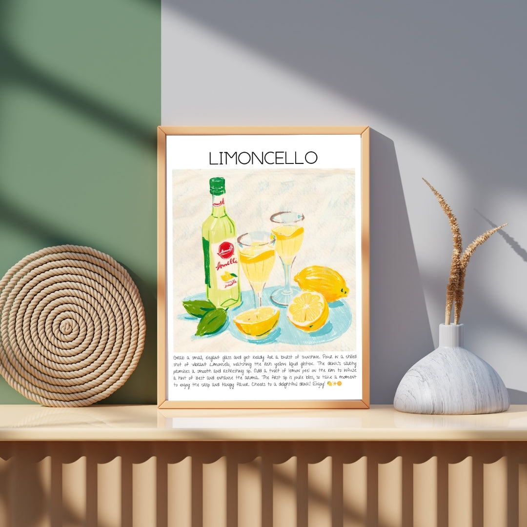 Art Print Tasarım Kokteyl Poster Limoncello Bar Dekor