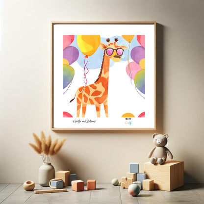 Animals With Balloons Art Print Tasarım Çocuk Odası Posteri