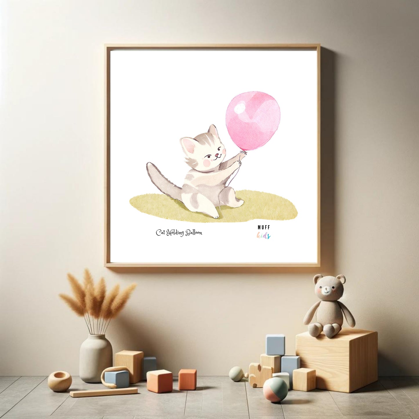 Animals With Balloons Art Print Tasarım Çocuk Odası Posteri