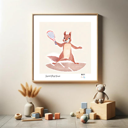 Kids Art Print Design Sportive Squirrel No.2 Poster For Kids