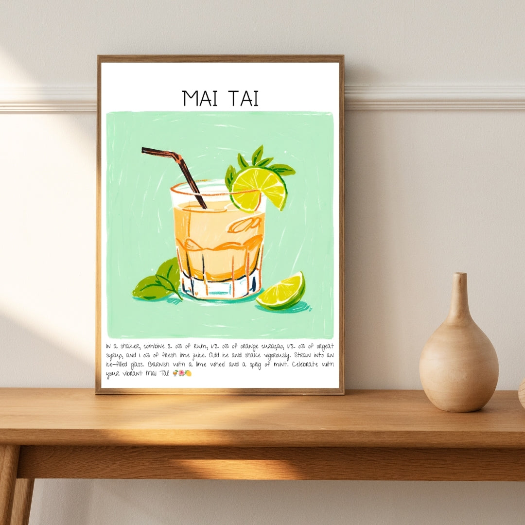 Cocktail Art Print Design Poster Bar Mai Tai Decor