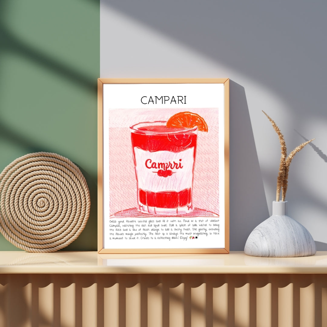 Art Print Tasarım Kokteyl Poster Campari Bar Dekor