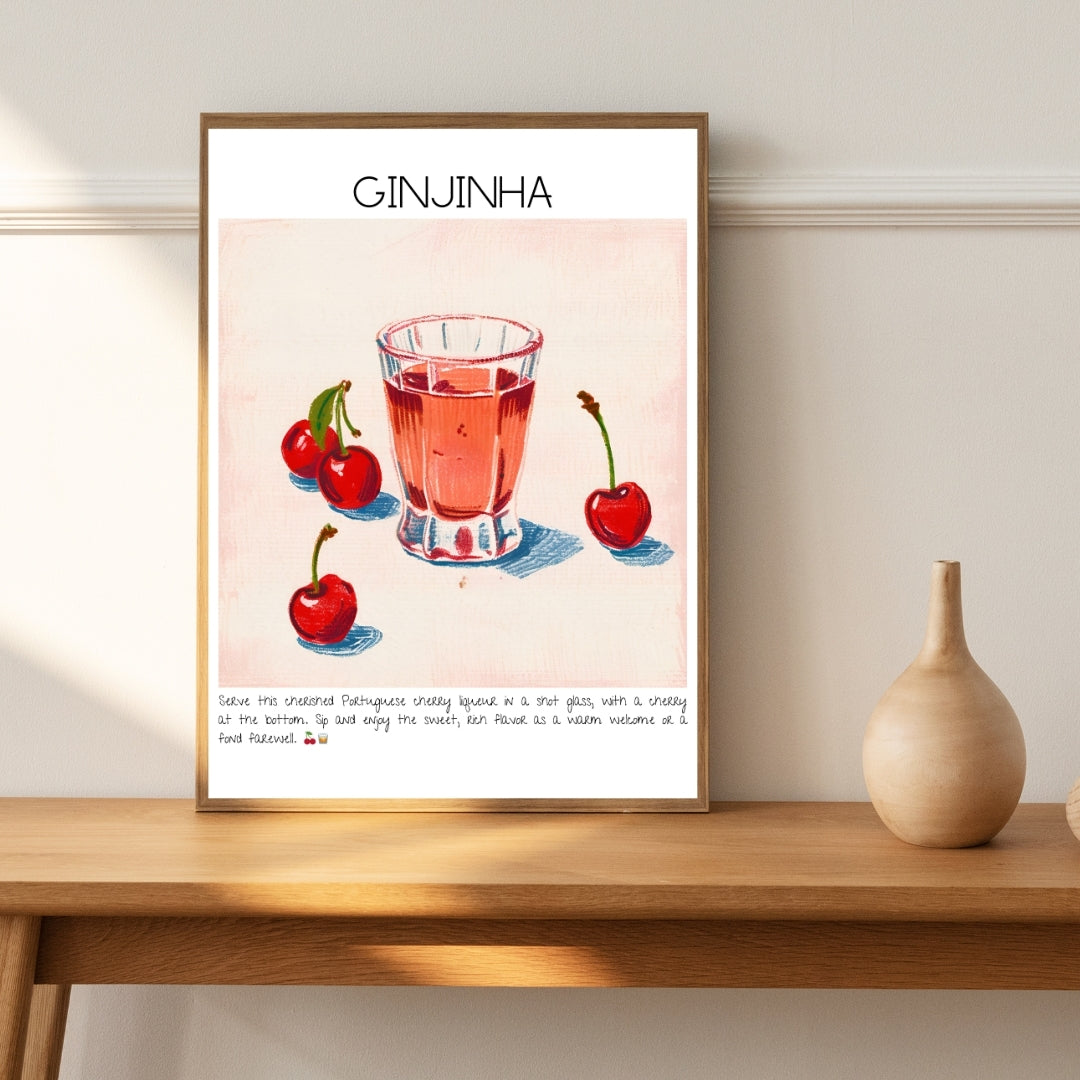 Cocktail Art Print Design Poster Ginjinha Bar Decor