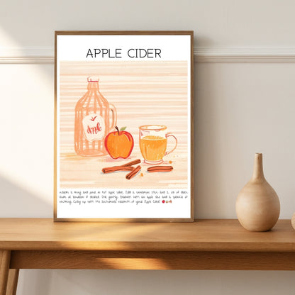 Cocktail Art Print Design Poster Apple Cider Bar Decor