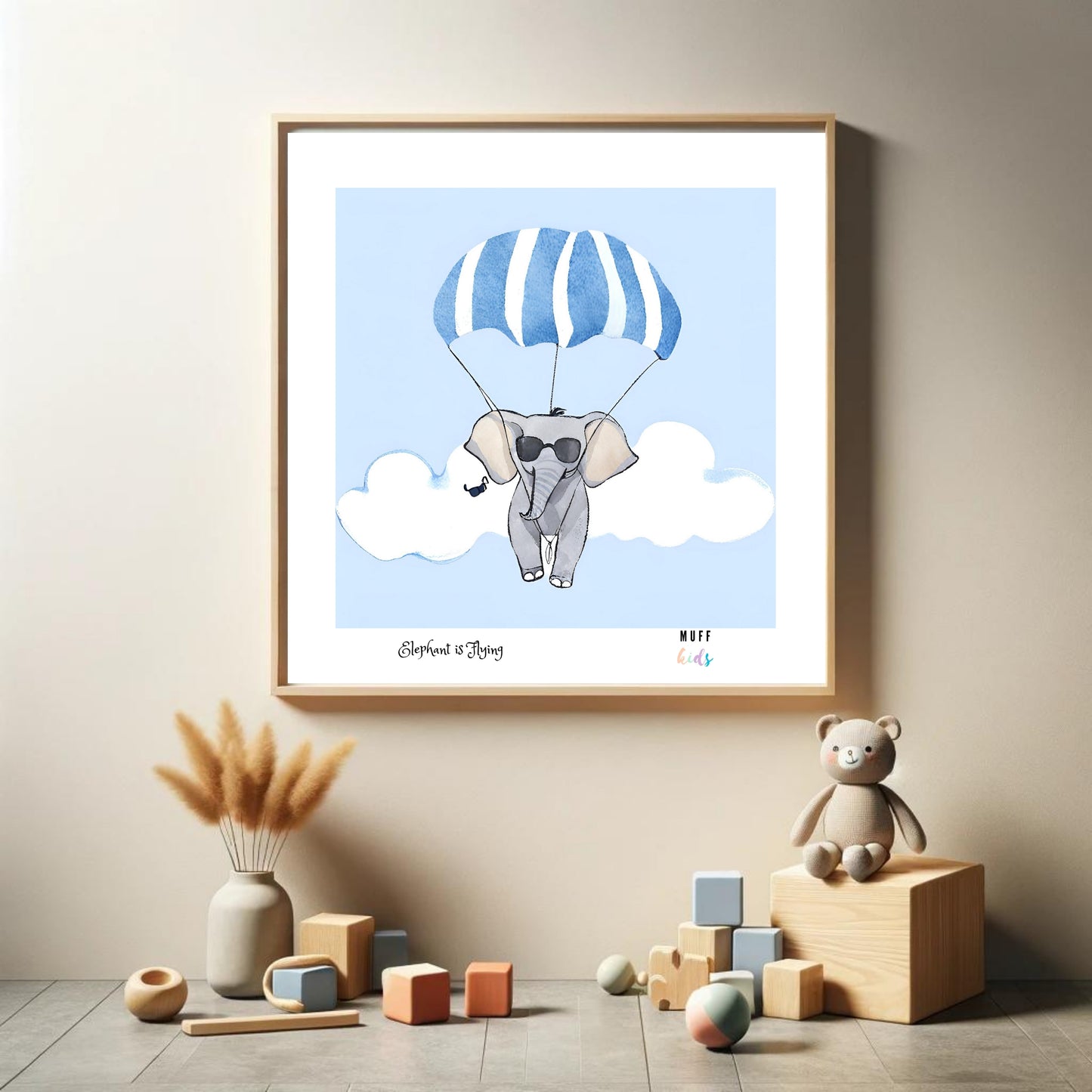 Kids Art Print Flying Elephant No.6 Poster For Kids