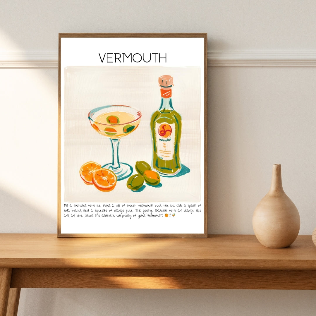 Cocktail Art Print Design Poster Vermouth Bar Decor