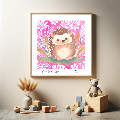 Peace, Paws and Love Porky No:1 Art Print Tasarım Çocuk Odası Posteri