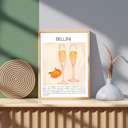 Cocktail Art Print Design Poster Bellini Bar Decor