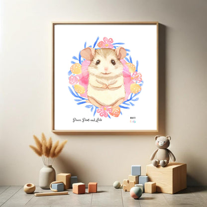 Peace, Paws and Love Mouse No:2 Art Print Tasarım Çocuk Odası Posterler