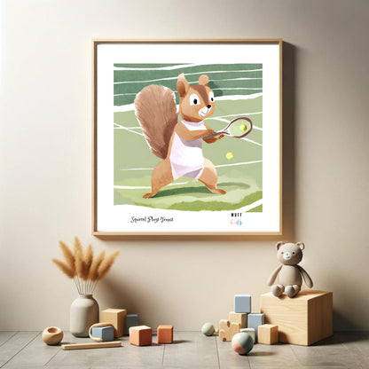 Kids Art Print Design Sportive Squirrel No.1 Poster For Kids