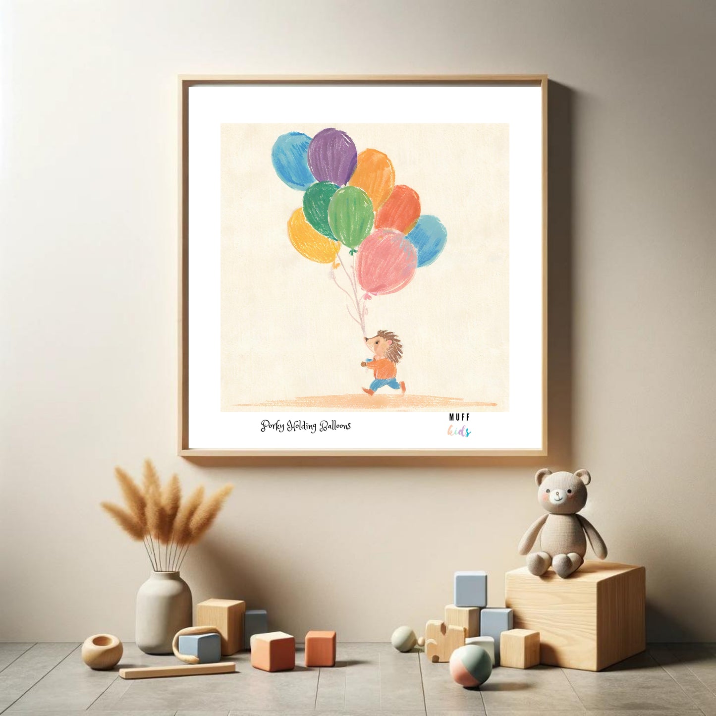 Animals With Balloons Art Print Tasarım Çocuk Odası Posteri