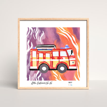 Little Explorers' Fire Fighters Art Print Poster For Kids