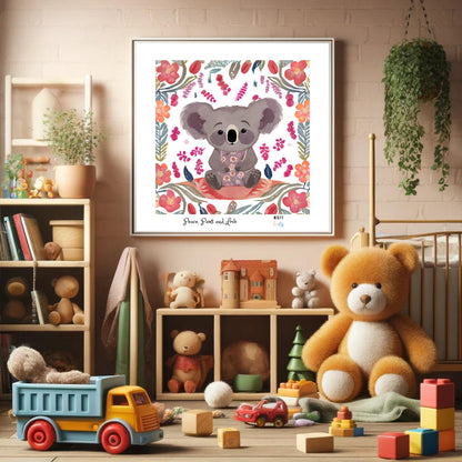 Peace, Paws and Love Koala No:1 Art Print Poster For Kids