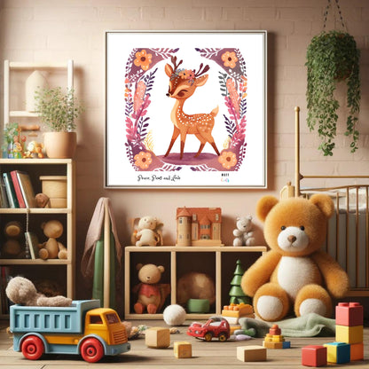 Peace, Paws and Love Deer No:3 Art Print Poster For Kids