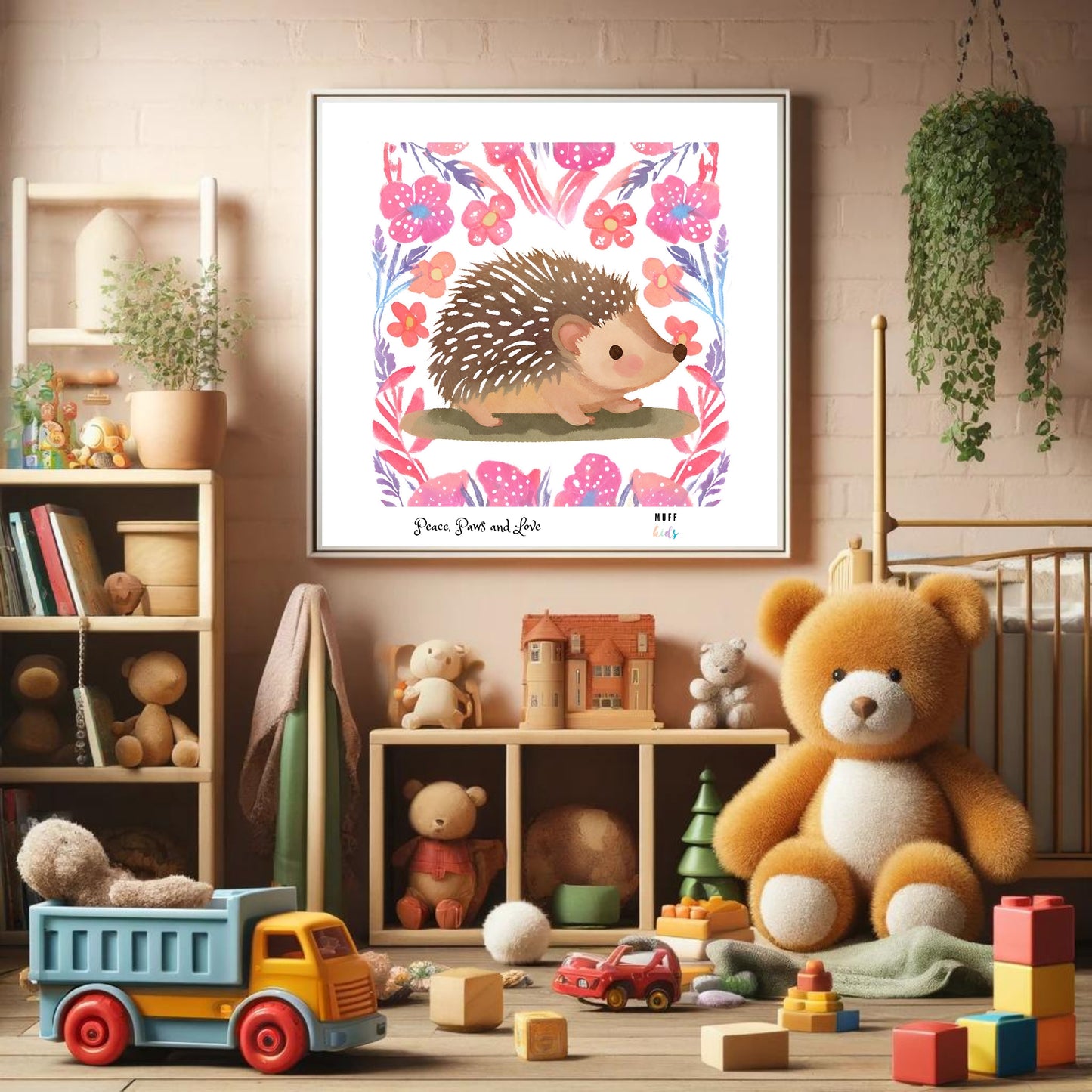 Peace, Paws and Love Porky No:3 Art Print Poster For Kids