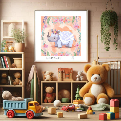 Peace, Paws and Love Hippo No:1 Art Print Poster For Kids