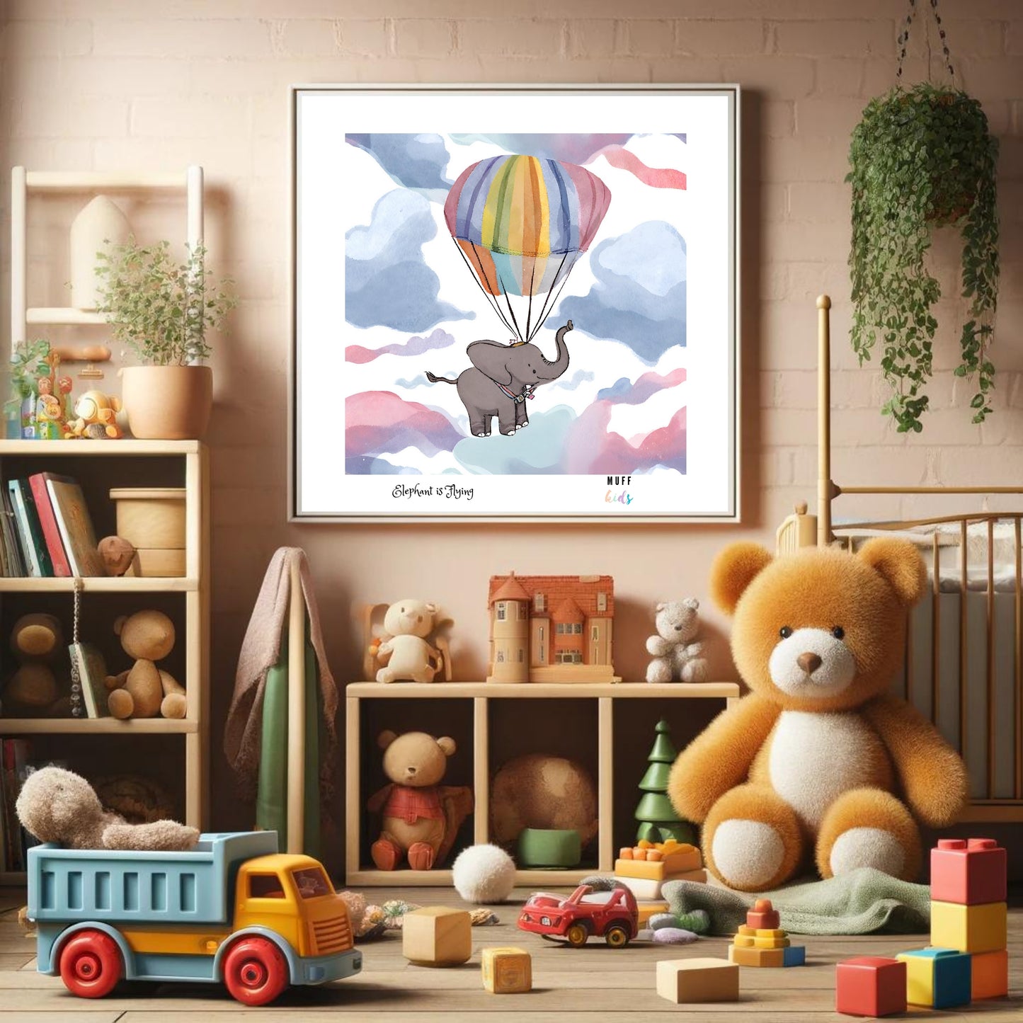 Kids Art Print Flying Elephant No.2 Poster For Kids