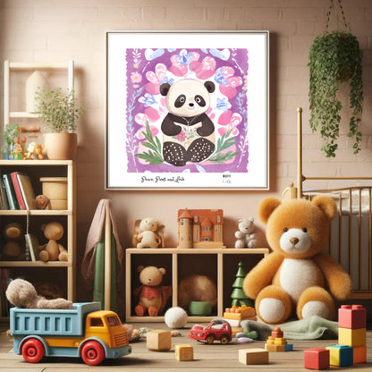 Peace, Paws and Love Panda No:3 Art Print Tasarım Çocuk Odası Posteri