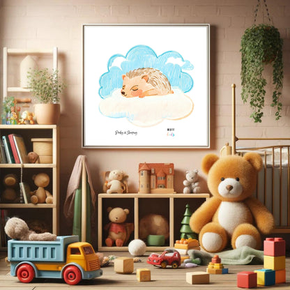 Kids Art Print Design Sleeping Hedgehog Poster For Kids