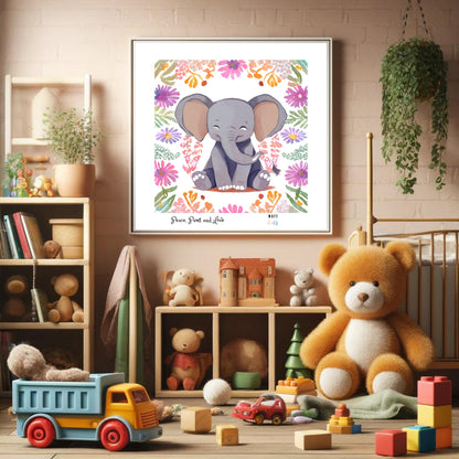 Peace, Paws and Love Elephant No:2 Art Print Poster For Kids