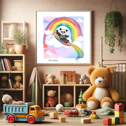 Kids Art Print Design Panda Sliding No.2 Poster For Kids