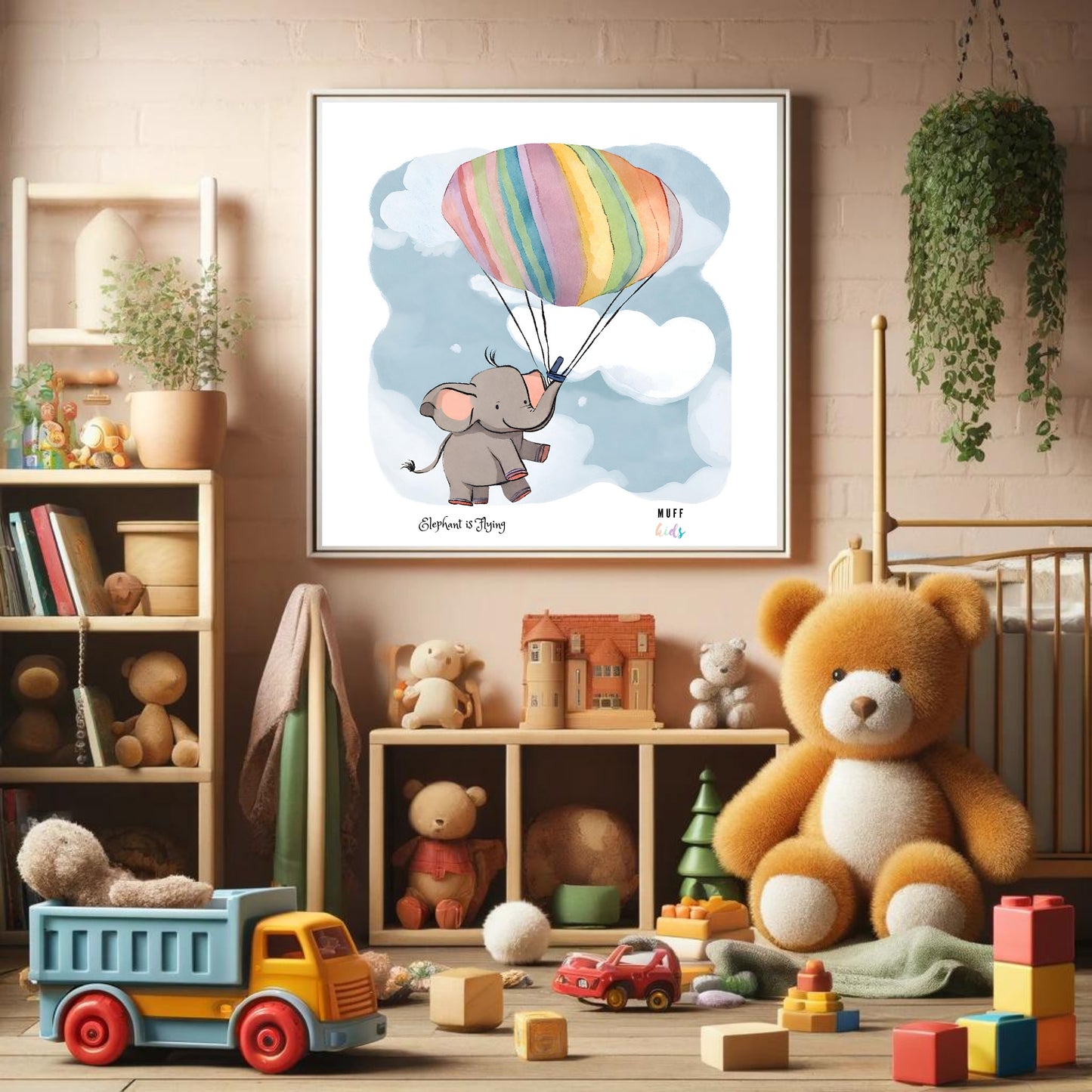 Kids Art Print Flying Elephant No.3 Poster For Kids