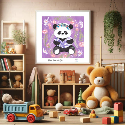 Peace, Paws and Love Panda No:1 Art Print Tasarım Çocuk Odası Posteri