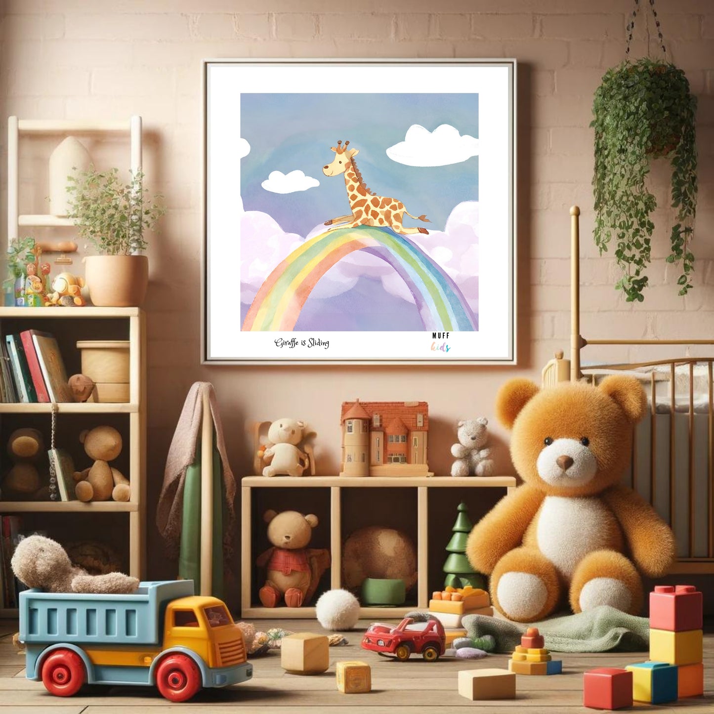 Kids Art Print Design Giraffe Sliding Poster For Kids