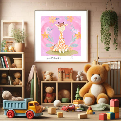 Peace, Paws and Love Giraffe No:2 Art Print Poster For Kids