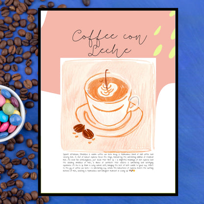 Art Print Design Poster Coffee Con Leche