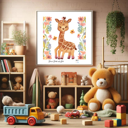 Peace, Paws and Love Giraffe No:3 Art Print Poster For Kids