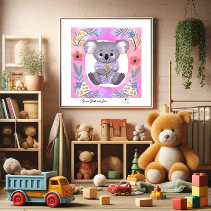 Peace, Paws and Love Koala No:3 Art Print Poster For Kids