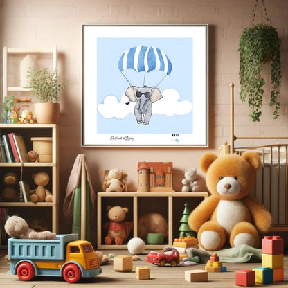 Kids Art Print Flying Elephant No.6 Poster For Kids