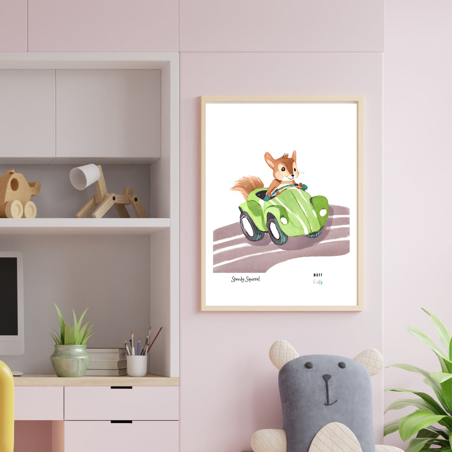 Speedy Squirrels Art Print Tasarım Çocuk Odası Posteri