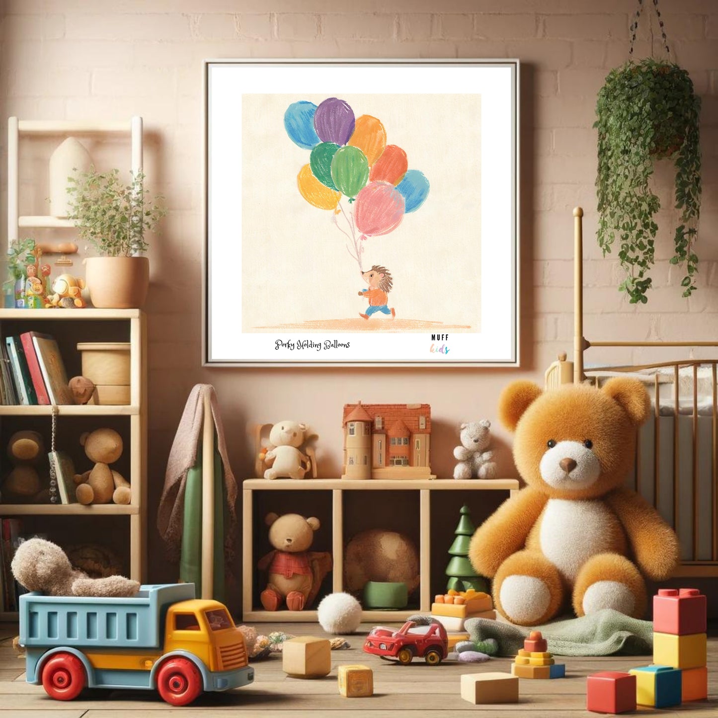 Animals With Balloons Art Print Tasarım Çocuk Odası Posteri