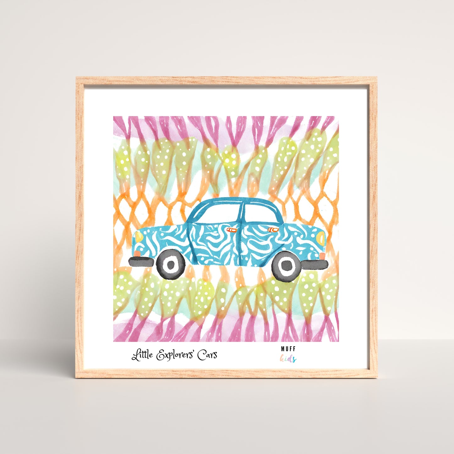 Little Explorers' Cars Art Print Poster For Kids