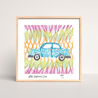 Little Explorers' Cars Art Print Poster For Kids