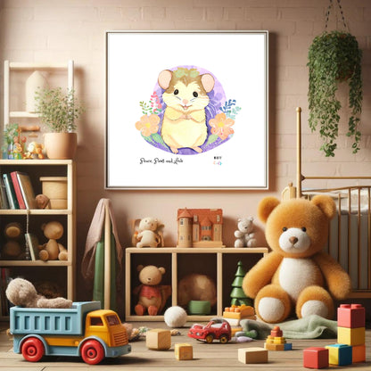 Peace, Paws and Love Mouse No:3 Art Print Tasarım Çocuk Odası Posteri