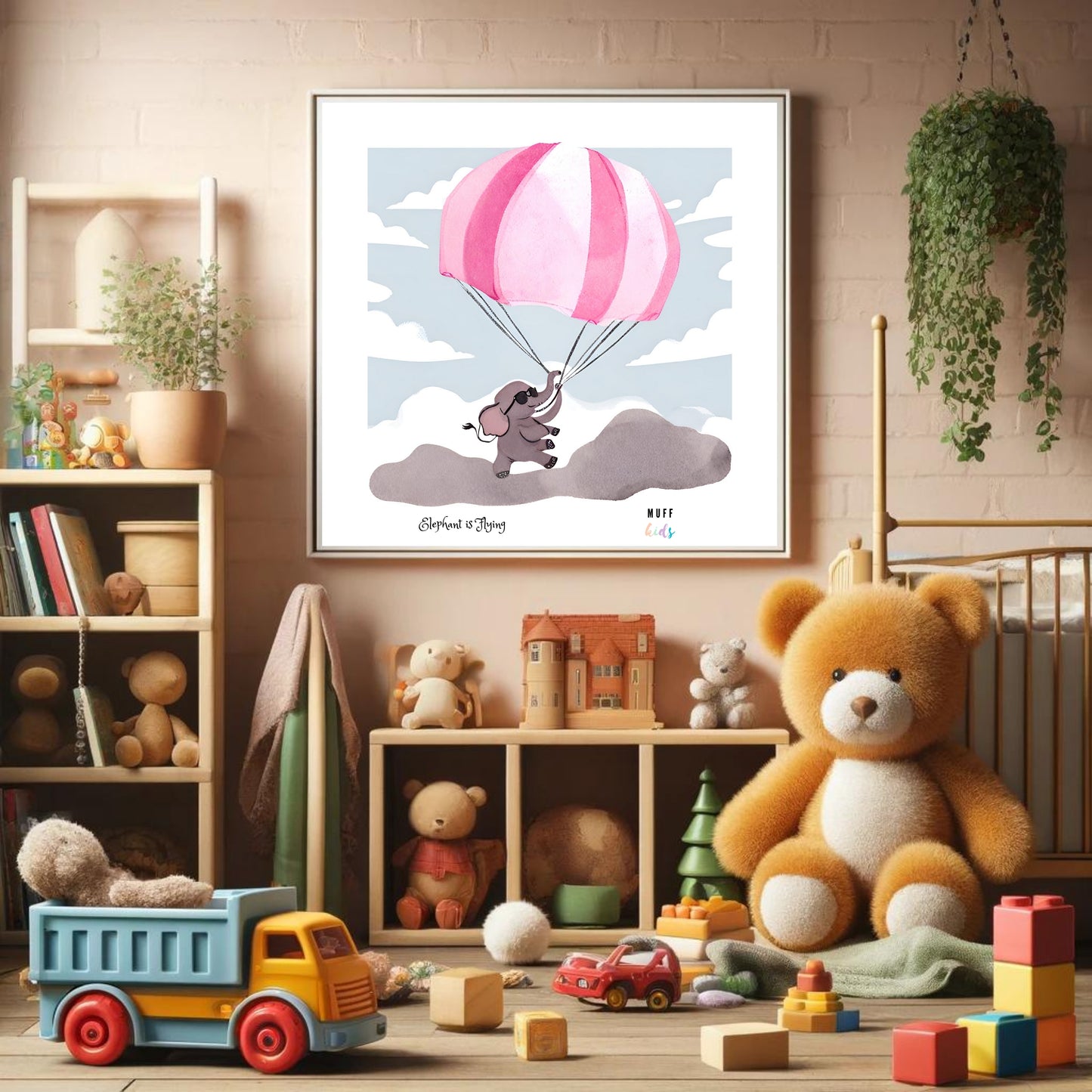 Kids Art Print Flying Elephant No.5 Poster For Kids