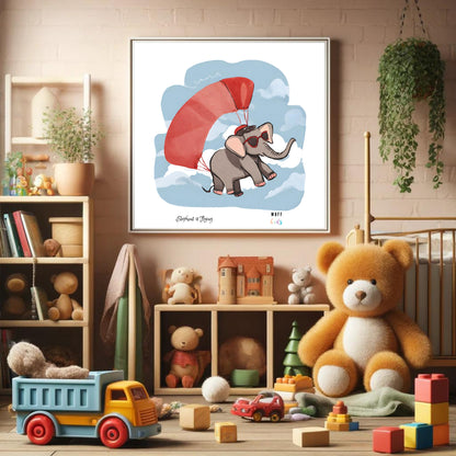 Kids Art Print Flying Elephant No.4 Poster For Kids